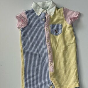 Ralph Lauren Striped Bodysuit - Pink, Blue, Yellow